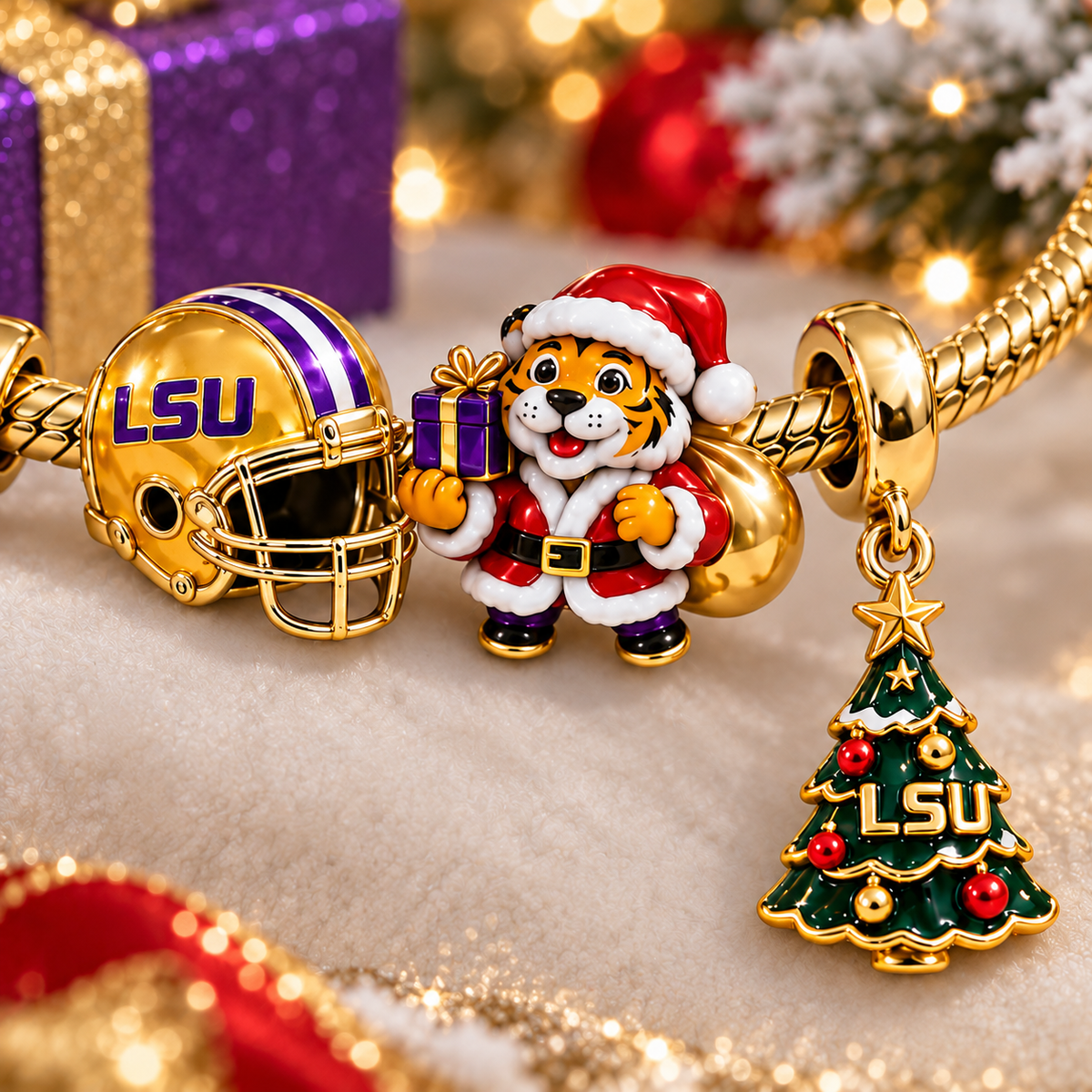 LSU Gold Charm Bracelet Set TTTT