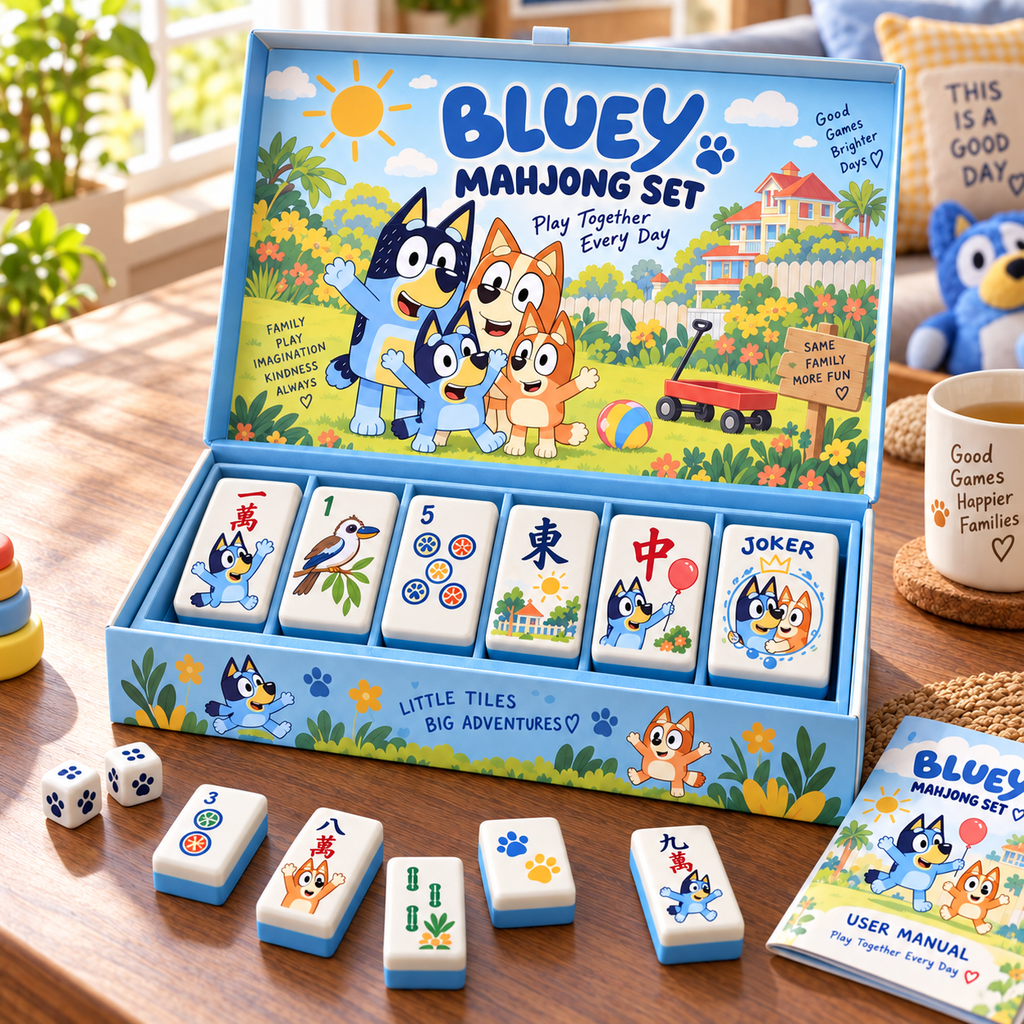 Premium BLU Mahjong Tiles Set TNSM