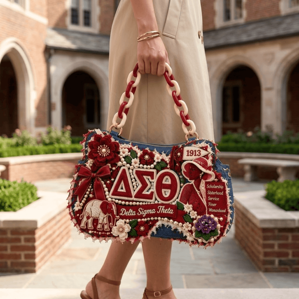 DST Sculptural Embroidered Denim Handbag NTKO