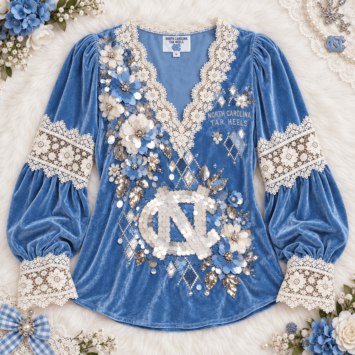 UNC Lace-Trimmed Women’s Blouse HTTT