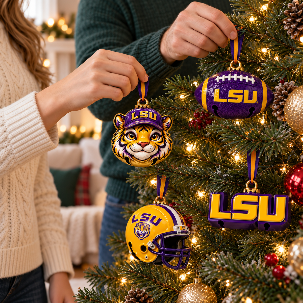 Premium LSU Christmas Bell Ornament TTMH